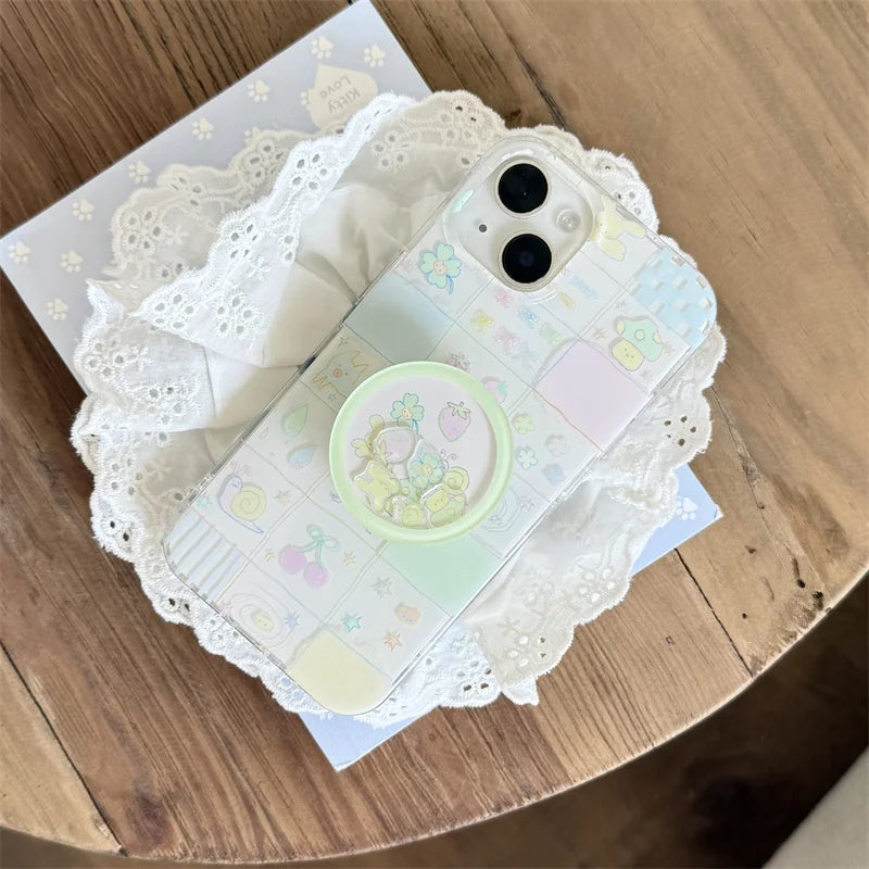 Korean Ins Cute Cartoon Pattern Phone Case For iPhone