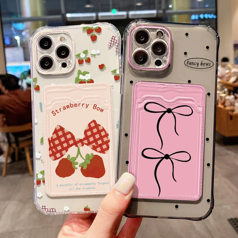 Soft Card Slot Bag Holder Phone Case For iPhone