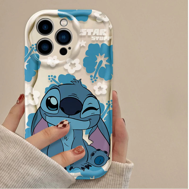 Stitch Angel Fun Cute Clear Wavy Silicone Phone Case For IPhone
