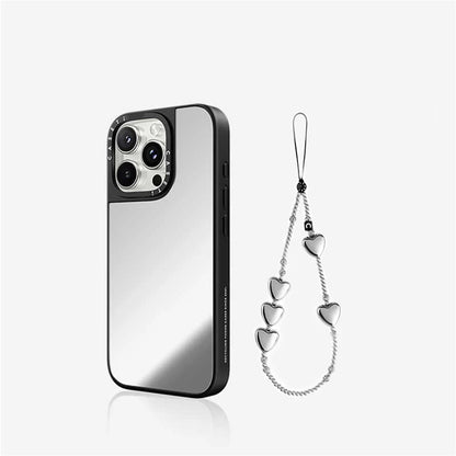 Makeup Mirror MagSafe Phone Case With Bracelet Wrist Charm For iPhone