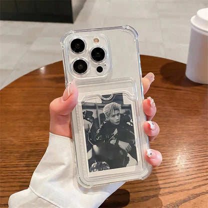Transparent Card Slot Bag Holder Phone Case For iPhone
