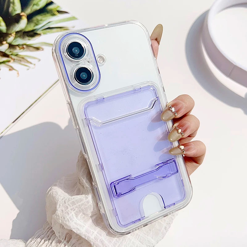 Clear Card Slot Wallet Bag Holder Stand Phone Case