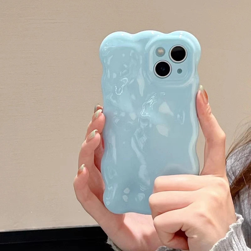 Fashion Macaron Blue Wave Bubbles Phone Case