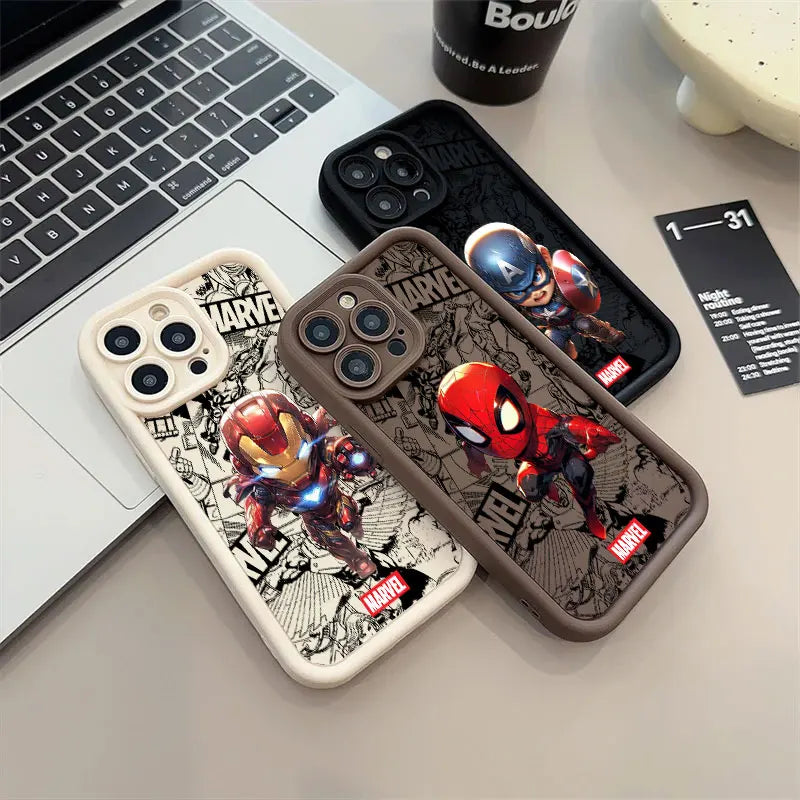 Cute Marvel Ironman Spiderman Silicon Case For Apple iPhone