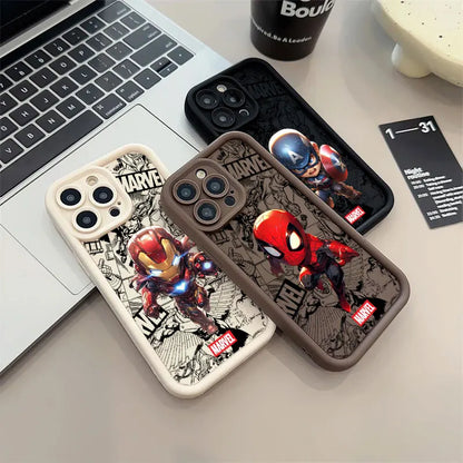 Cute Marvel Ironman Spiderman Silicon Case For Apple iPhone