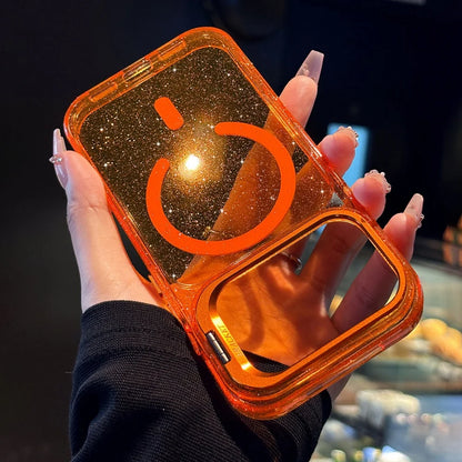 Hot Sales Jelly Glitter Lens Stand Magnetic Phone Case For iPhone