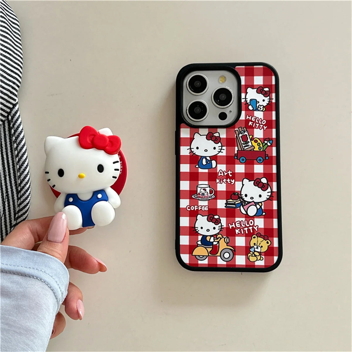 Fashion Cute Kitty Cat Plaid Pattern Magnetic Phone Case For iPhone