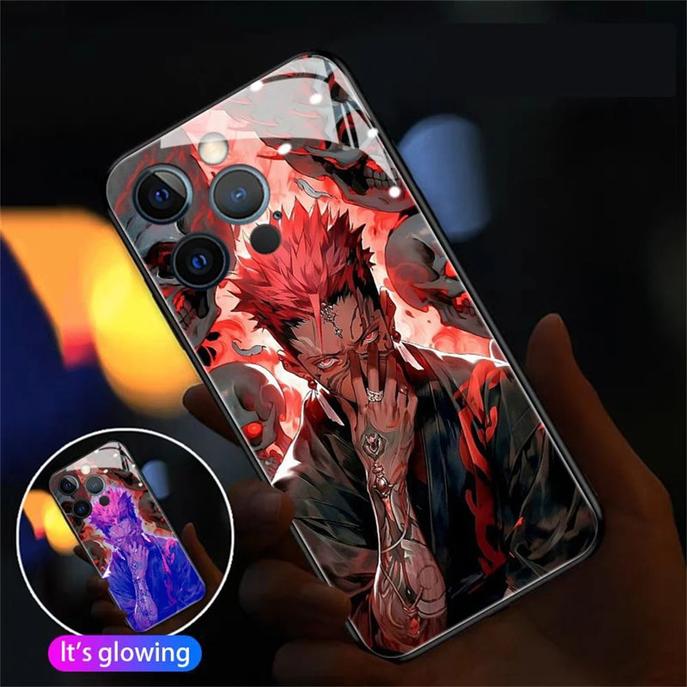 2026 Top Cool Anime Design LED Light Up Glass Phone Case