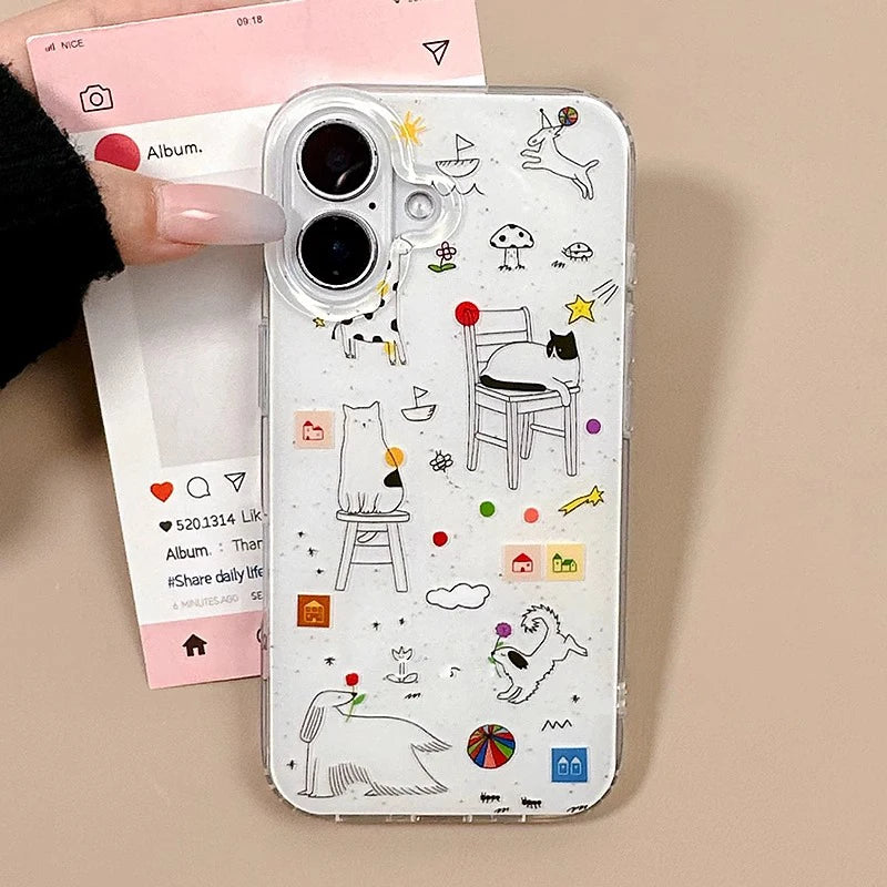 Cute Cartoon Cat Phone Case For iPhone