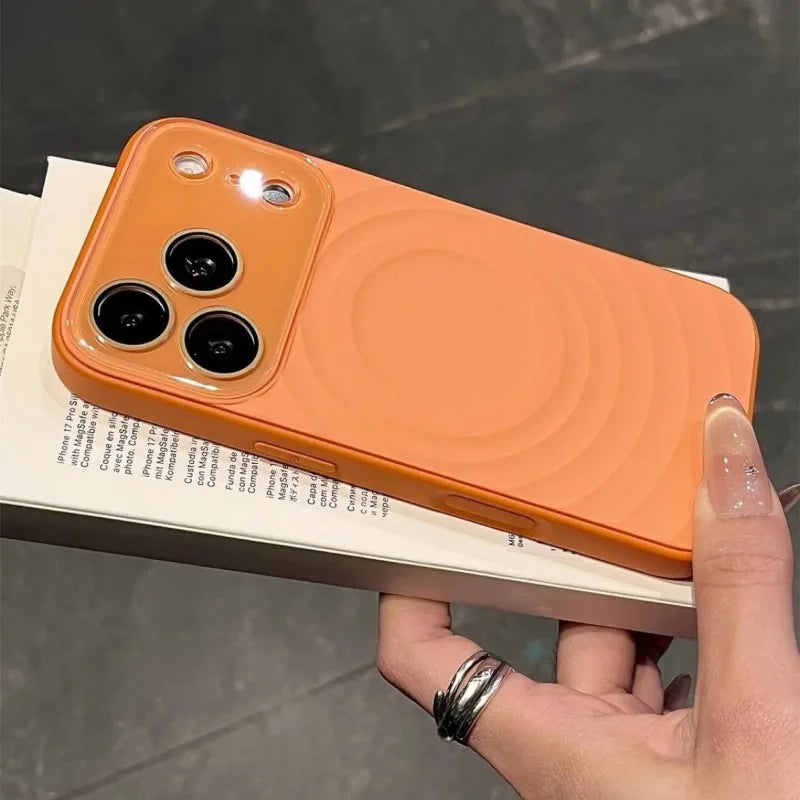 Fashion Liquid Silicone Water Ripple Pattern Big Window Phone Case For iPhone For Magsafe Magnetic Charge Cover