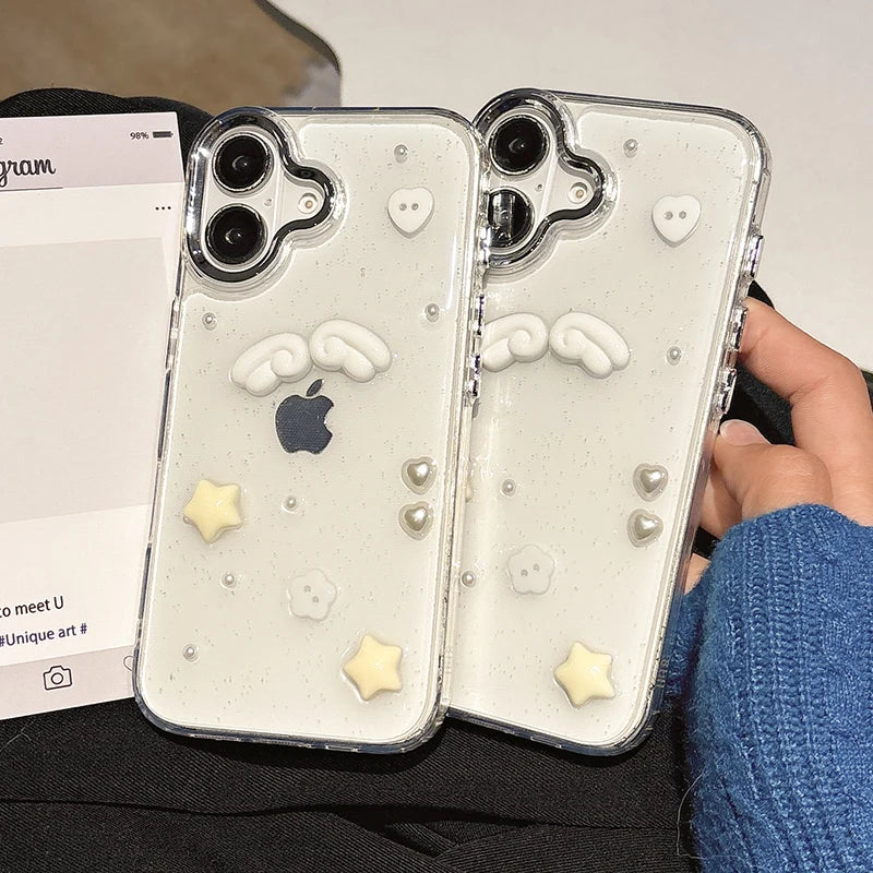 Lovely Stars Heart Angel Wings Bling Phone Case