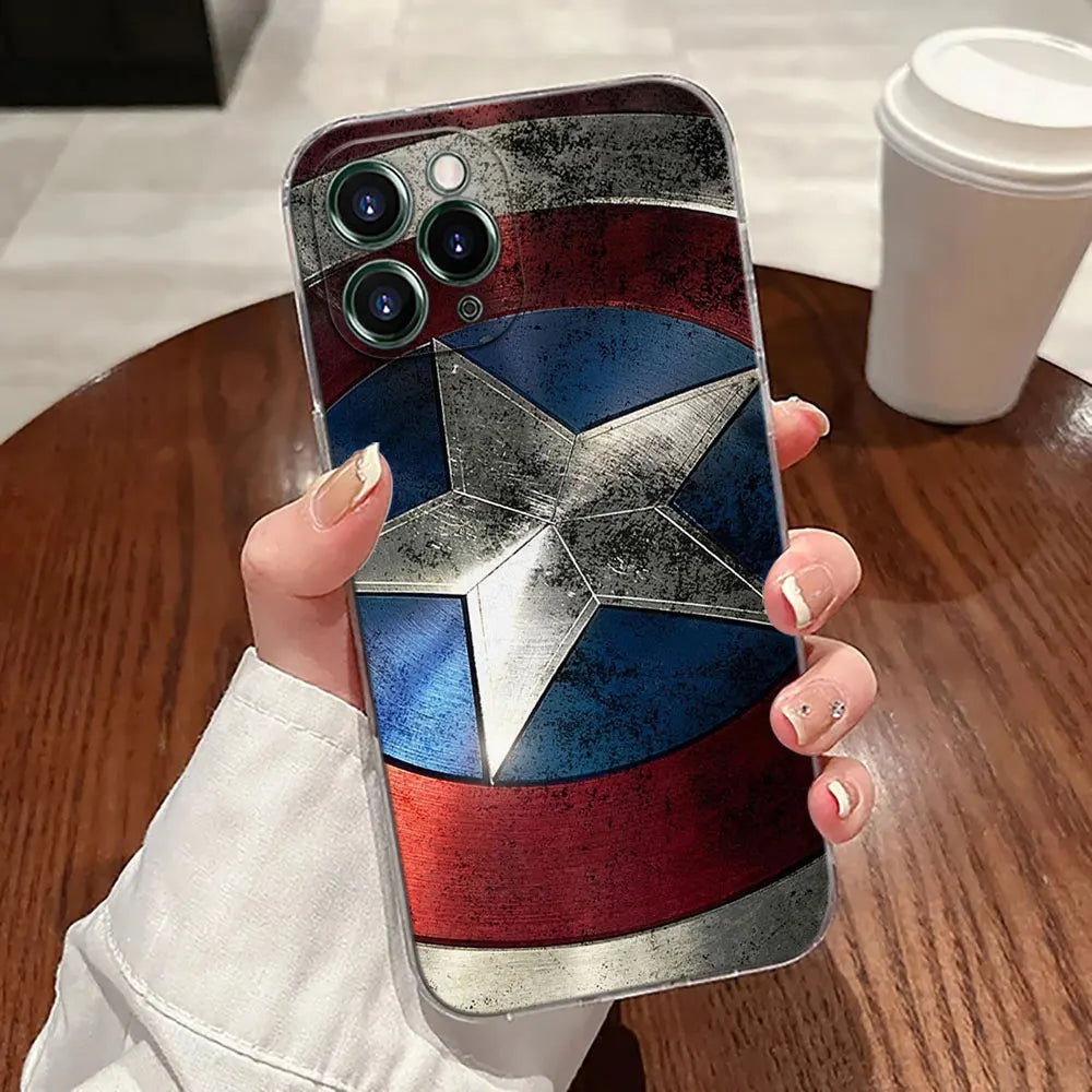Marvel Cap USA Ironman Hulk Transparent Phone Case For iPhone