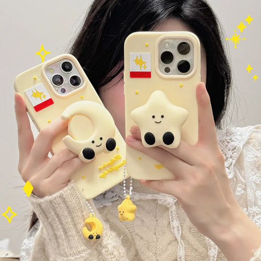 Kawaii Smile Moon Star Case For iPhone