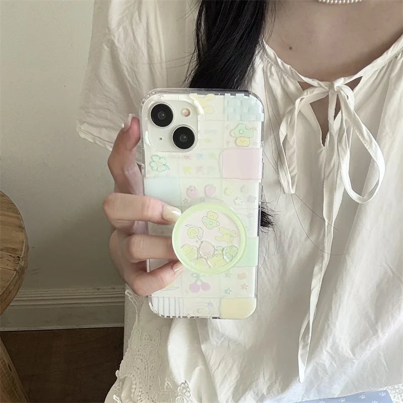Korean Ins Cute Cartoon Pattern Phone Case For iPhone