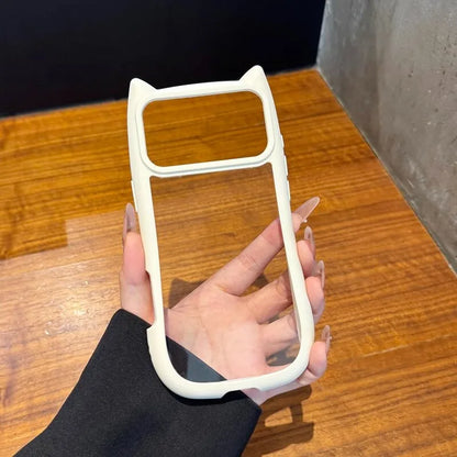 For Magsafe Cartoon Cat Ear Transparent Case For iPhone Magnetic Wireless Charging Cover