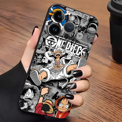 One Piece Luffy Adventure King Black Soft Phone Cover Case For iPhone