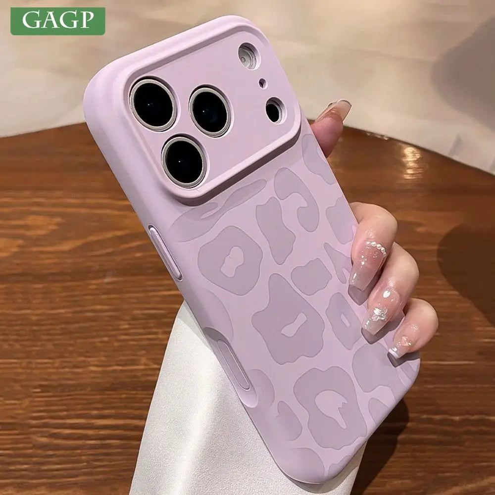 Leopard Liquid Silicone Camera Lens Protective Phone Case For iPhone