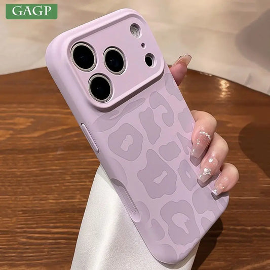 Leopard Liquid Silicone Camera Lens Protective Phone Case For iPhone