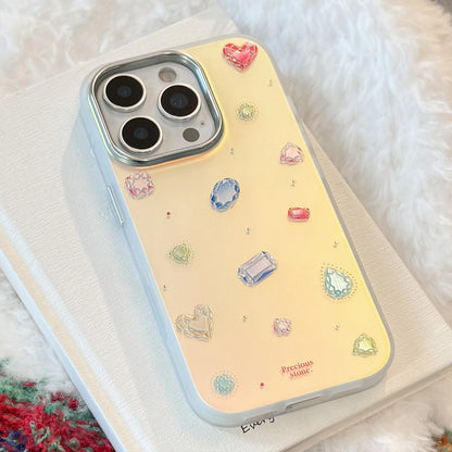 Korean Colorful Gemstone Pattern Plating Laser Phone Case For iPhone