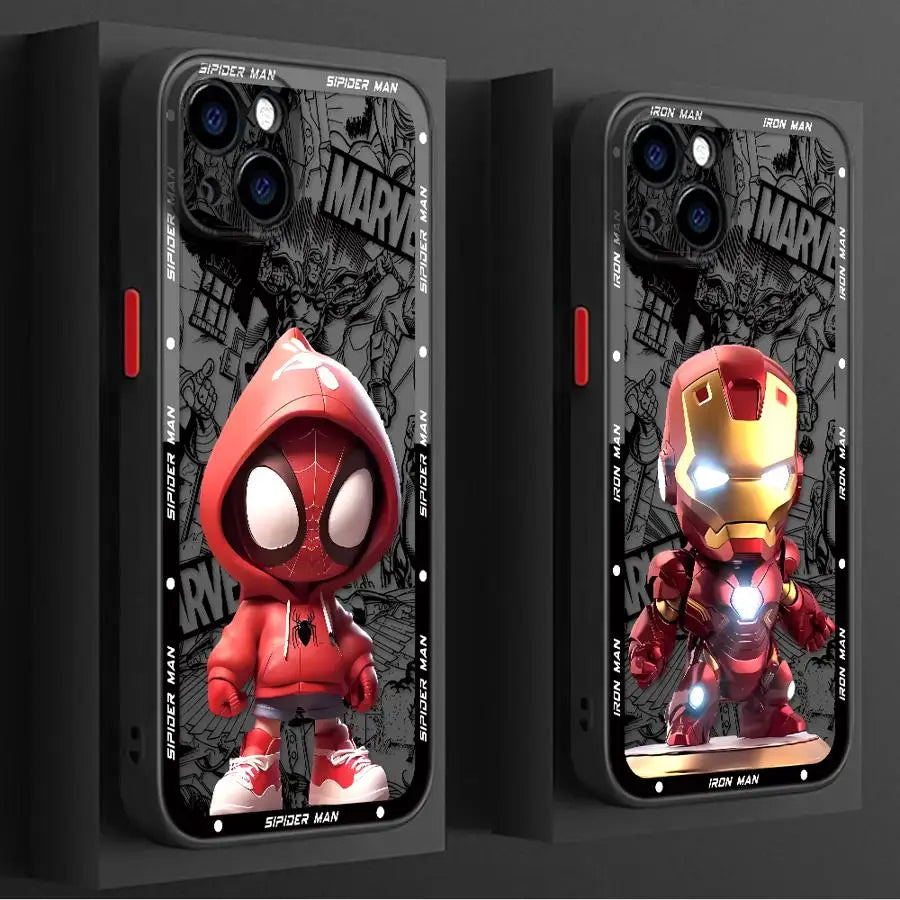 Case For iPhone Funda Back Phone Cover Marvel Sipiderman Ironman