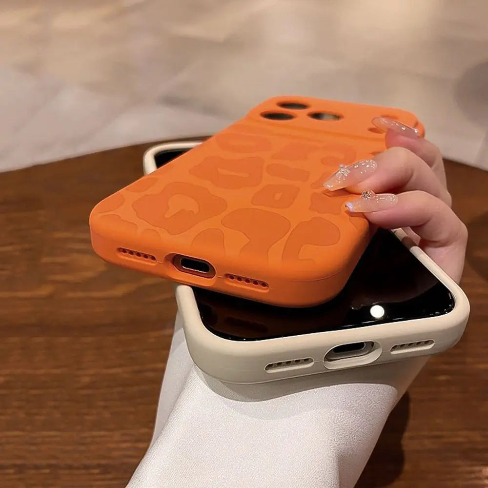 Leopard Liquid Silicone Camera Lens Protective Phone Case For iPhone
