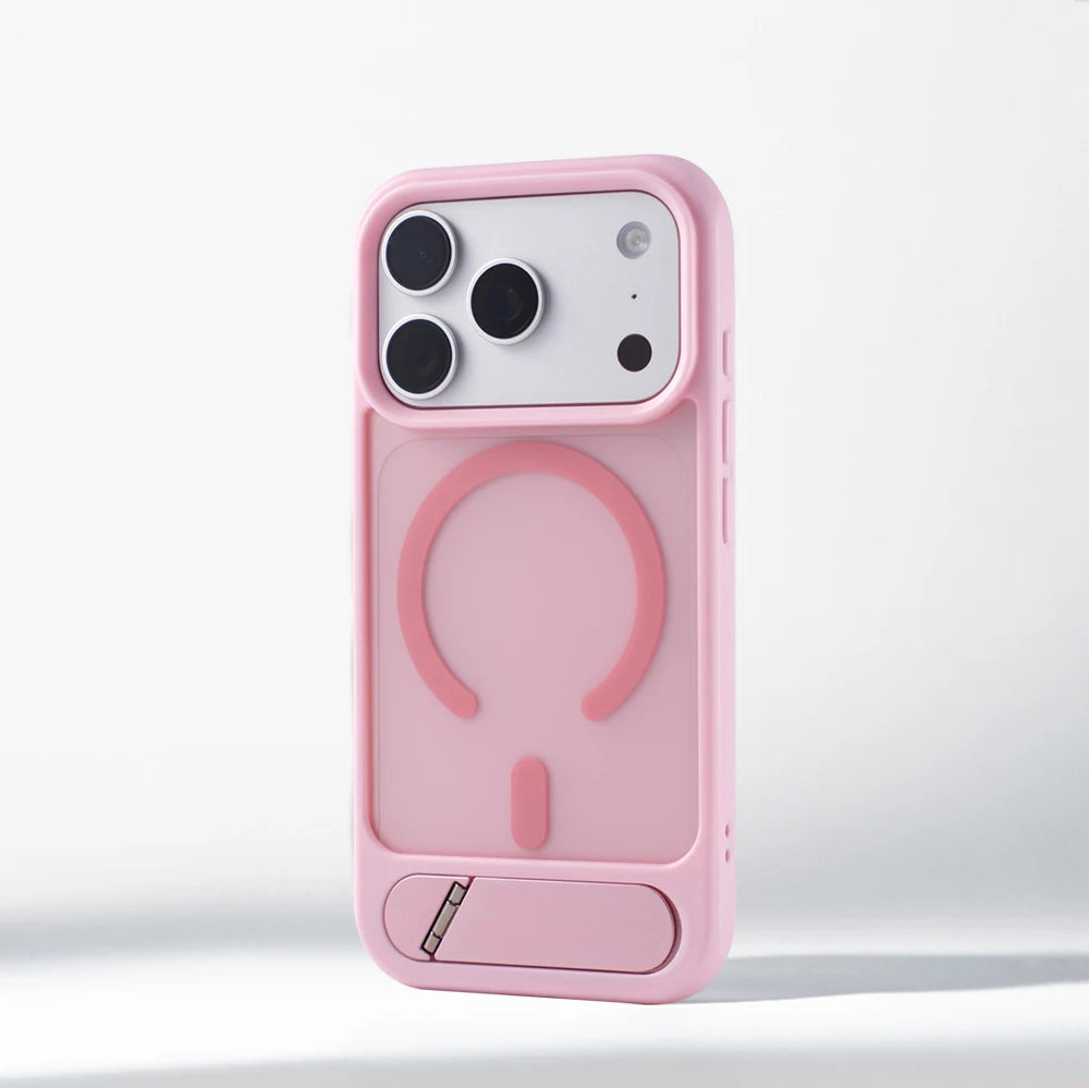 Matte Translucent MagSafe iPhone Case, Metal Holder Bumper