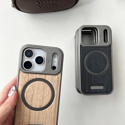 MagSafe Wood Grain Armor iPhone Case – Magnetic Wireless Charging
