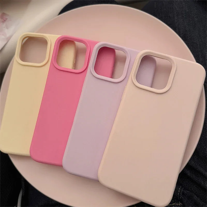 Dopamine Inspired Silicone Solid Color Simple Fashion Phone Case For iPhone Back Cover