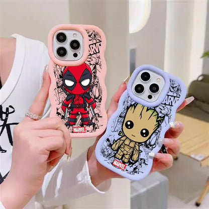 Marvel Cute Deadpool Groot Raccoon Candy Phone Case For iPhone