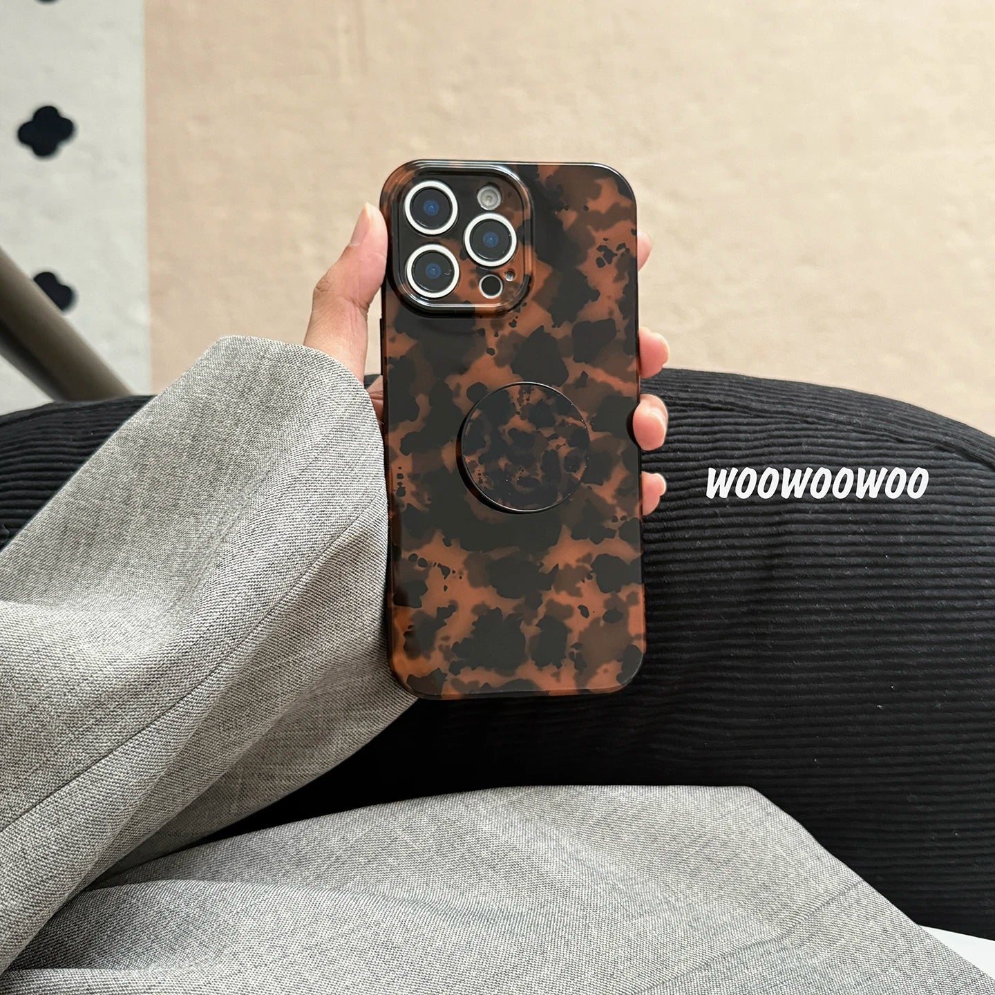 Stylish Dark Color Tortoiseshell Amber Soft Glossy Cover Case For iPhone