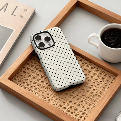 Classic Black Polka Dots Cream Phone Case For Luxury Double Layer Back Cover