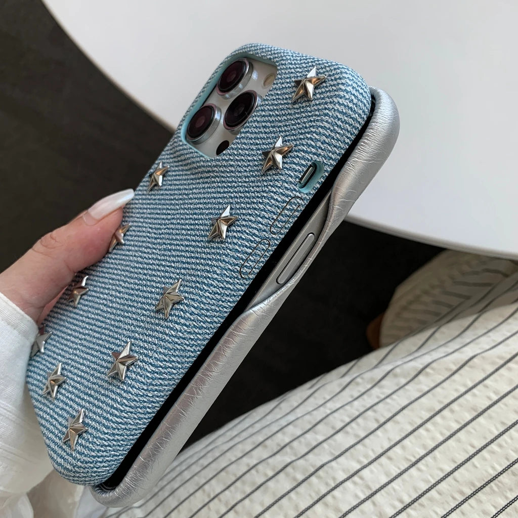 Cowboy Metal Star Leather Shockproof Case For iPhone