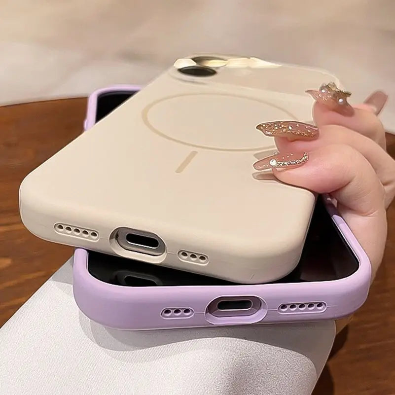 MagSafe Liquid Silicone iPhone Case With Crystal Lens Protection