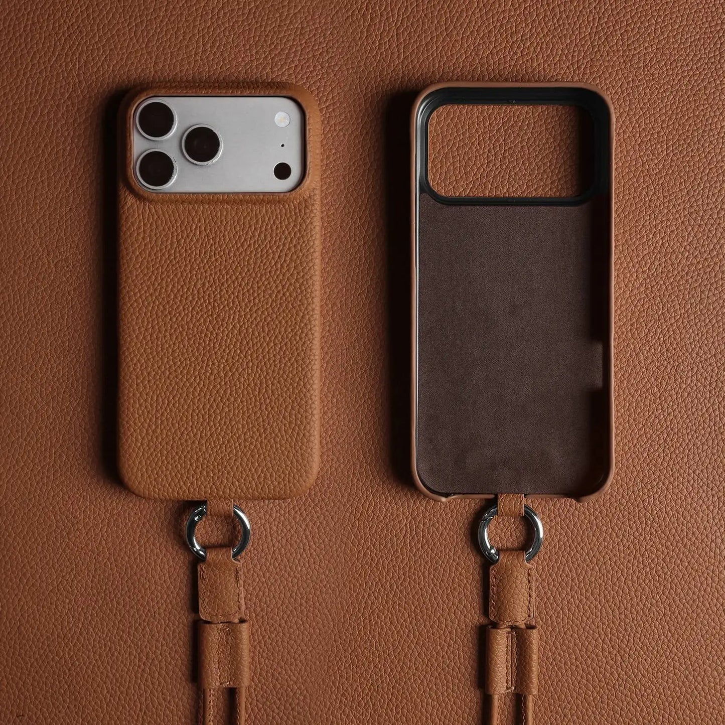 With Lanyard Genuine Leather Case For iPhone