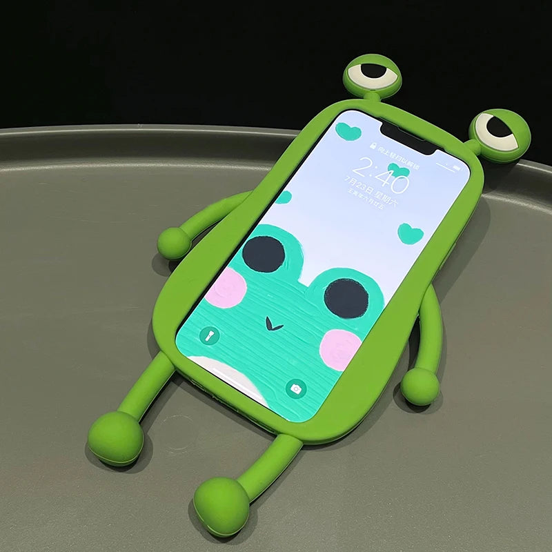 Funny Soft Silicone 3D Frog Phone Case For iPhone