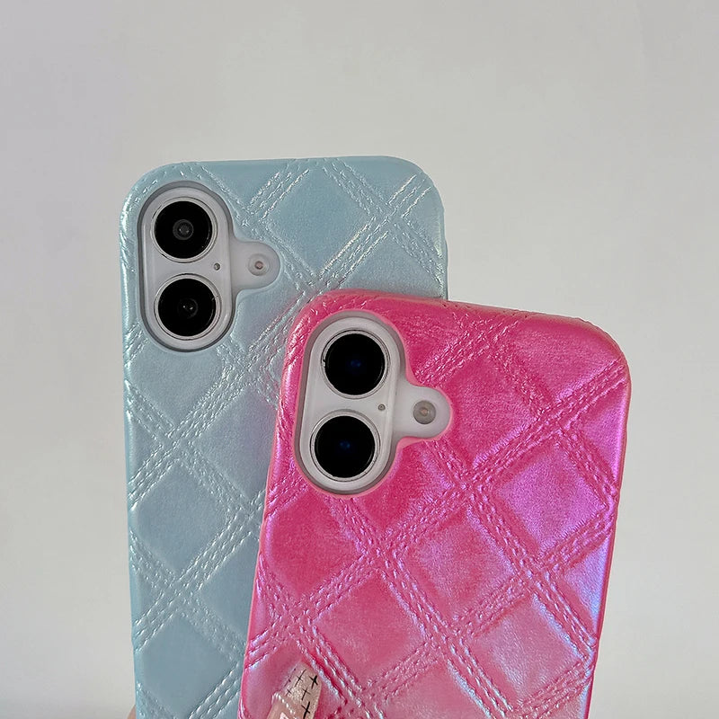 Luxury Geometric Rhombus Texture Gradient Color Leather Phone Case