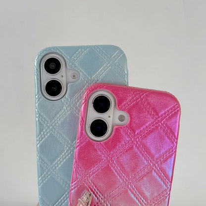 Luxury Geometric Rhombus Texture Gradient Color Leather Phone Case