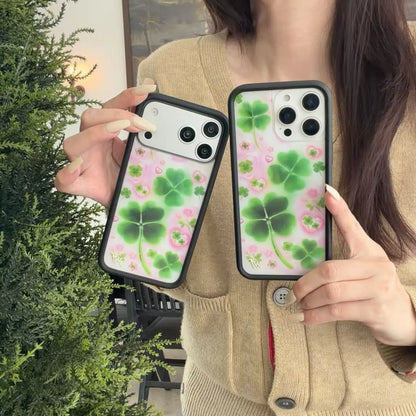 Wildflower Ins Lucky Four Leaves Clover Phone Case For iPhone