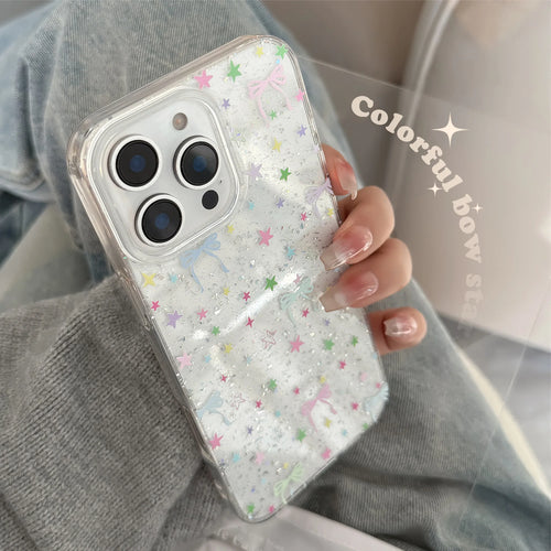 Glitter Star Bowknot Phone Case For iPhone