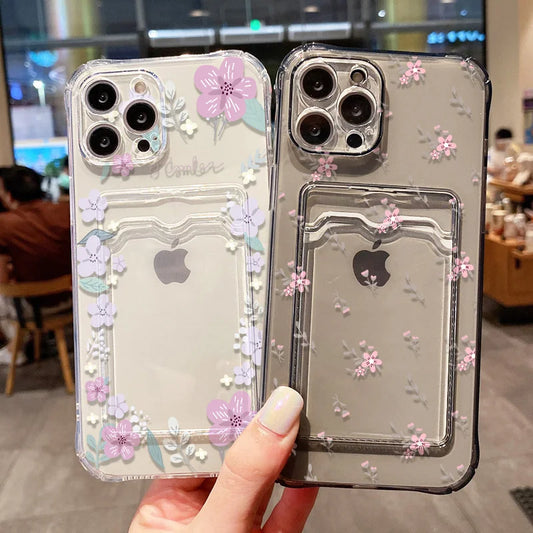 Soft Card Slot Bag Holder Phone Case For iPhone
