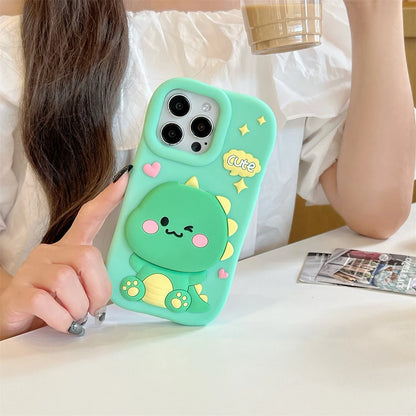High Quality 3D Cute Dinosaur Hide Makeup Mirror Phone Case