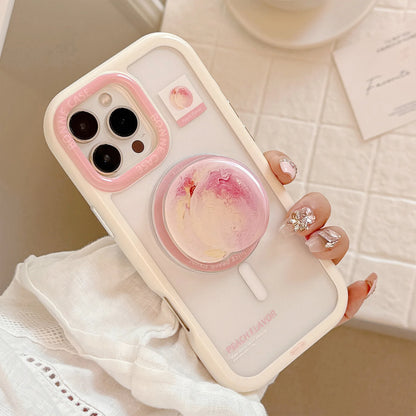 Transparent Acrylic Magsafe Magnetic Peach Stand Holder Phone Case