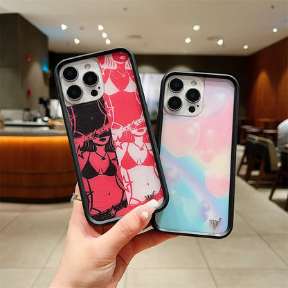 Wildflower Pink Polka Dot Cross Girl Phone Case For iPhone