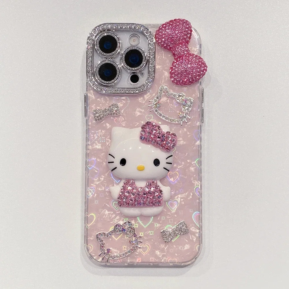 3D Cute Cartoon Glitter iPhone Case with Sparkle Design
