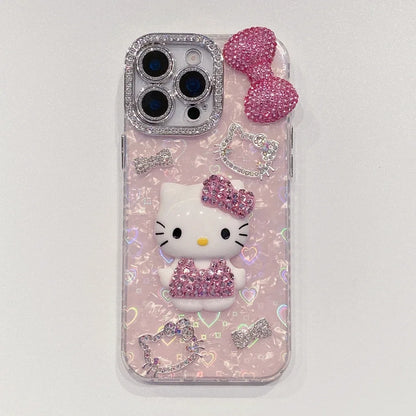 3D Cute Cartoon Glitter iPhone Case with Sparkle Design
