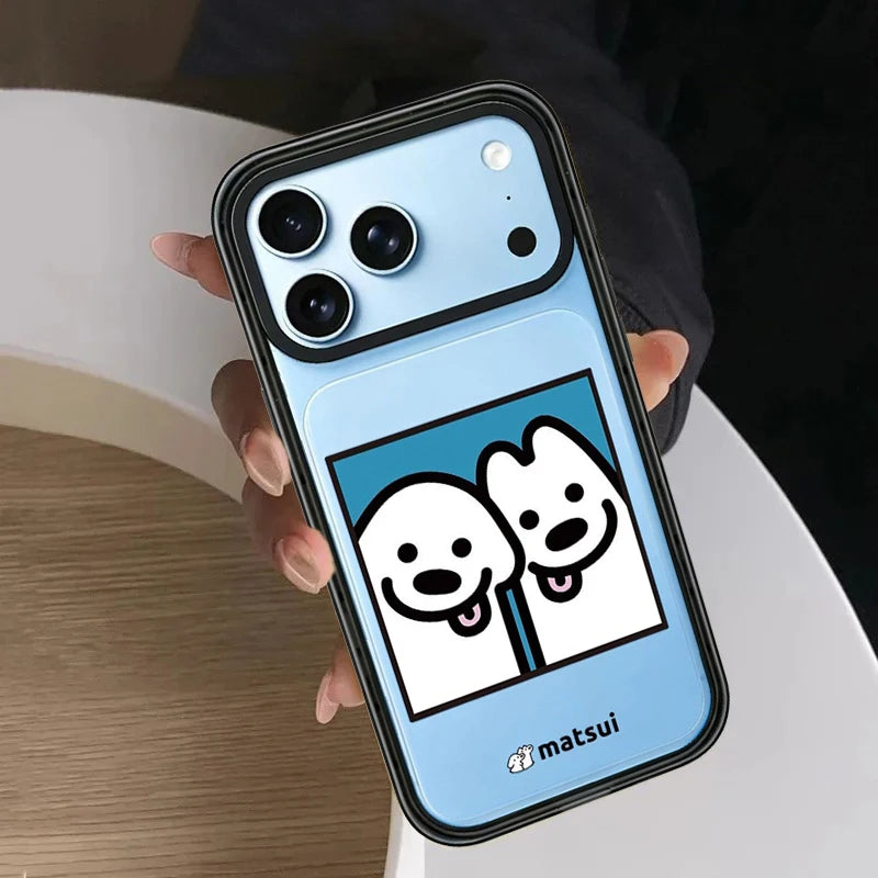 Cartoon Sailboat Companion Dog Impact Black Border Magnetic Phone Case Cover For iPhone
