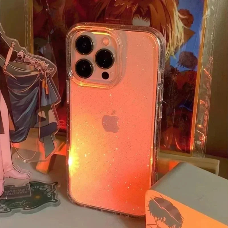 Pink Glitter Bling Clear Soft Case For IPhone