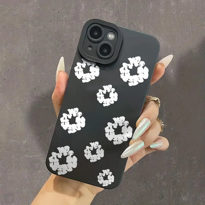 Cases iPhone Black Stylish Flower Patterned Design Phone Cover