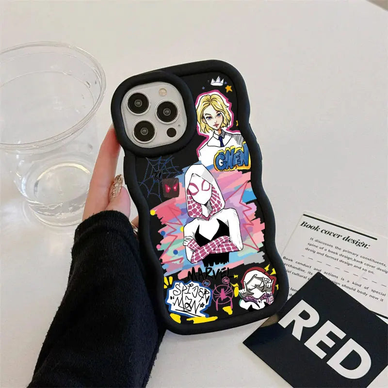 Spider Gwen Spiderman Miles Morales Candy Color Phone Case For iPhone