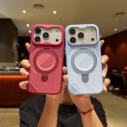 Two- Color Magnetic Kickstand Phone Case For iPhone